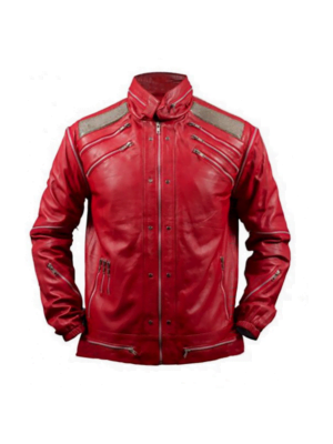 Beat It Real Red Celebrities Leather Jackets