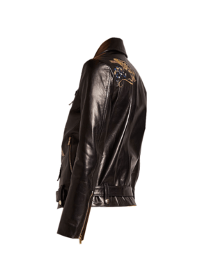 Bird Embroidered Style Women Leather Jacket