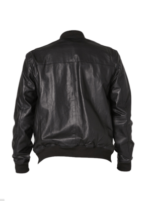 Black 2 Pockets Bomber Style Leather Jacket