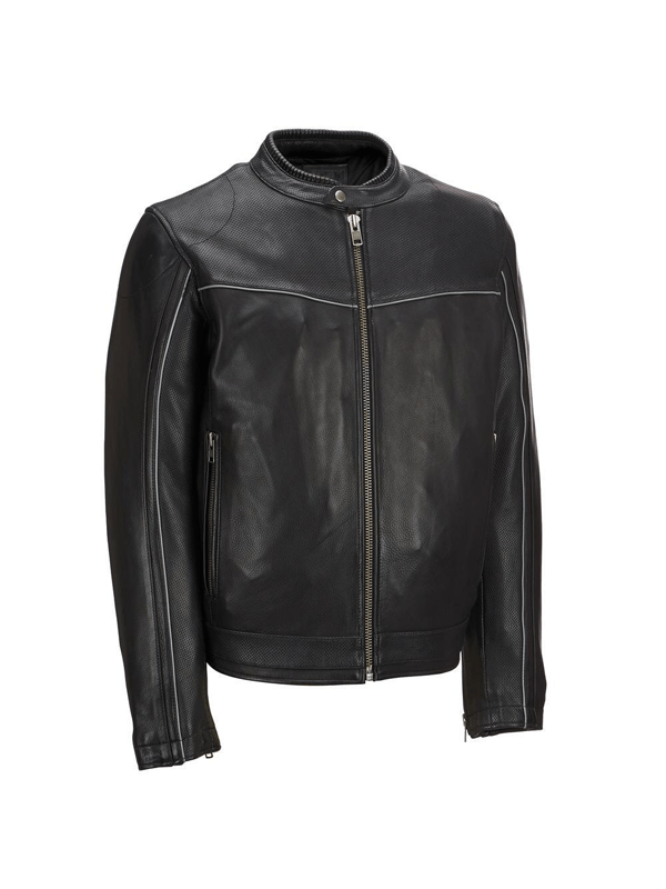 Black Cycle Bomber Style Leather Jacket