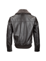 Black Fur Bomber Style Leather Jacket