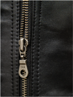 Black Hoodie Bomber Style Leather Jacket