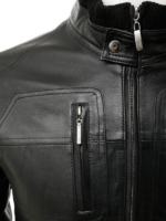 Black Mens Bomber Style Leather Jacket