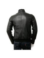 Black Mens Bomber Style Leather Jacket