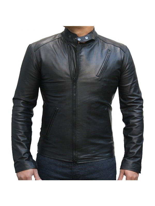 Black Slim Fit Style Leather Fashion Jacket