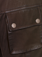 Brown 2 Pockets Bomber Style Leather Jacket