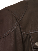 Brown 2 Pockets Bomber Style Leather Jacket