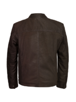 Brown 2 Pockets Bomber Style Leather Jacket