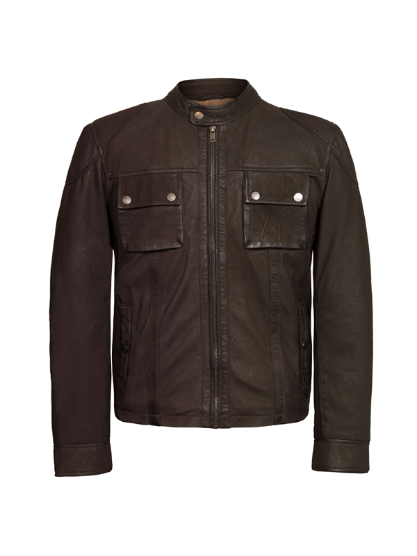 Brown 2 Pockets Bomber Style Leather Jacket Brown 2 Pockets Bomber Style Leather Jacket