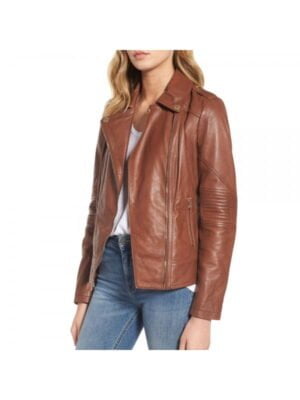 Brown Motorcycle Style Fashion Leather Jacket