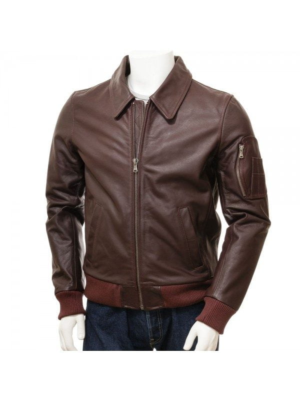 Classic brown leather jacket Clearance