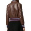 Brown Wool Bomber Style Fashion Leather Jacket