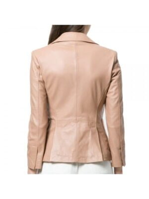 Classic Fitted Blazer Style Women Leather Jacket