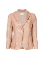 Classic Fitted Blazer Style Women Leather Jacket