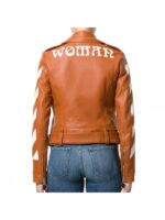 Diagonals Printed Women Fashion Leather Jacket