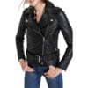 Front Zip Women Style Fashion Leather Jacket