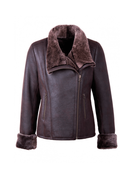 Gillian Style Sheepskin Aviator Leather Jacket