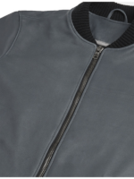 Grey Classic Bomber Style Leather Jacket