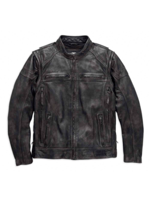 Harley Davidson Men's Dauntless Convertible Motorcycle Leather Jacket