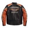 Harley Davidson Mens Orange Stripe Classic Cruiser Winged Leather Jacket
