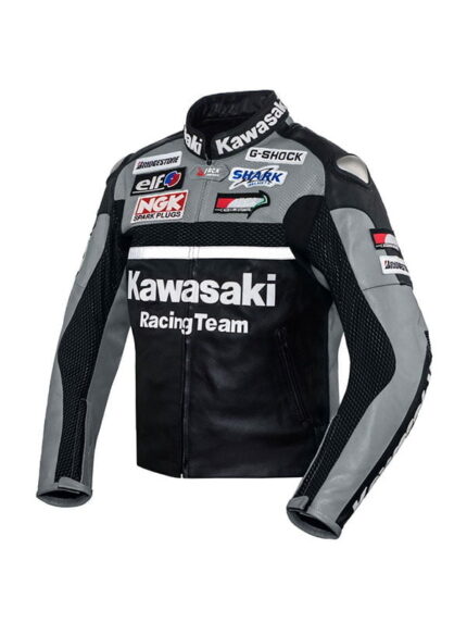 Kawasaki Gray Racing Moto Style Leather Motogp jacket