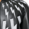 Lightning Bolt Printed Style Leather Bomber Jacket