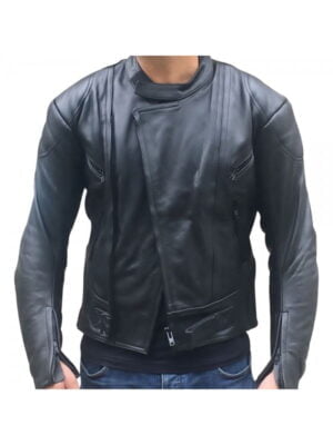 Mens Black Genuine Leather Fashion Jacket