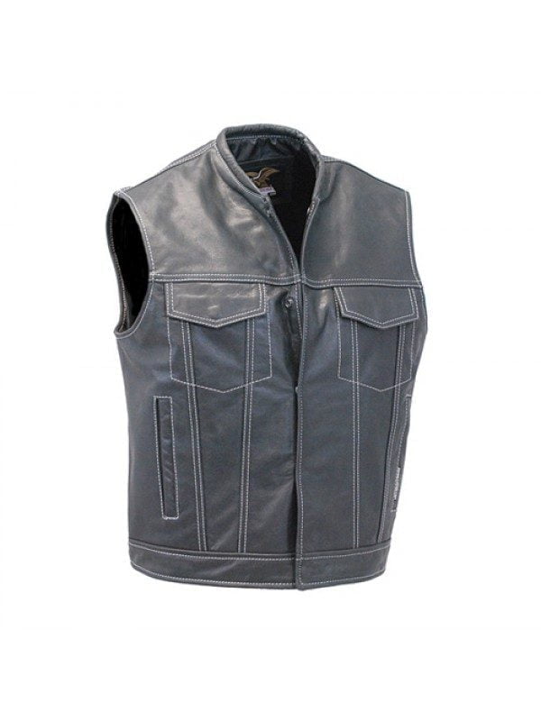 Mens Motorcycle Style Leather Vest