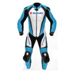 Men's Suzuki Blue and White Leather Motogp Suits