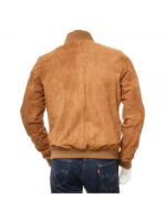 Mens Tan Suede Bomber Style Leather Jacket