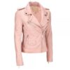 Pink Biker Style Women Fashion Leather Jacket