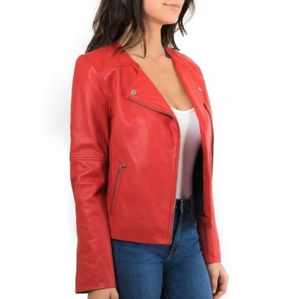red biker jacket womens