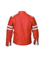 Red with White Strips Style Leather Fashion Jacket