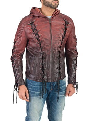 Red Hooded Style halloween Leather jackets