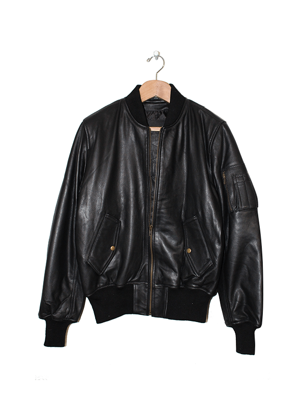 Sleeve Pocket Bomber Style Leather Jacket Sleeve Pocket Bomber Style Leather Jacket