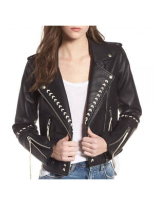 Women Moto Whip Stitched Style Leather Jacket