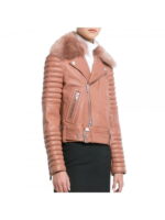 Women Moto Bomber Style Leather jacket