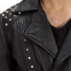 Black Studded Style Leather Biker Jacket
