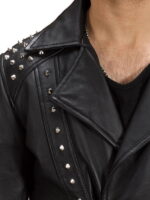 Black Studded Style Leather Biker Jacket