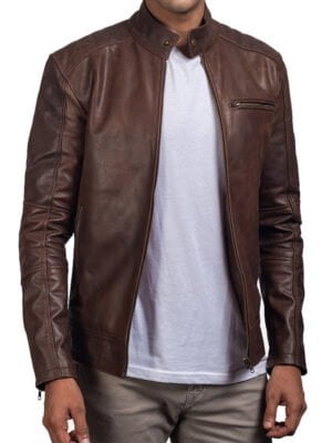 Dean Brown Style Leather Biker Jacket
