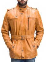 Hunter Tan Brown Fur Style Leather Jacket