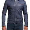Lavendard Blue Style Leather Biker Jacket