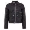 Mandarin Collar Style Leather Jacket