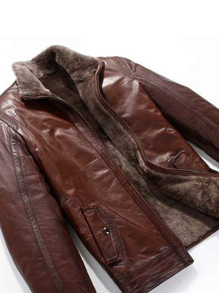 Men's Leather Shearling Bomber Jacket
