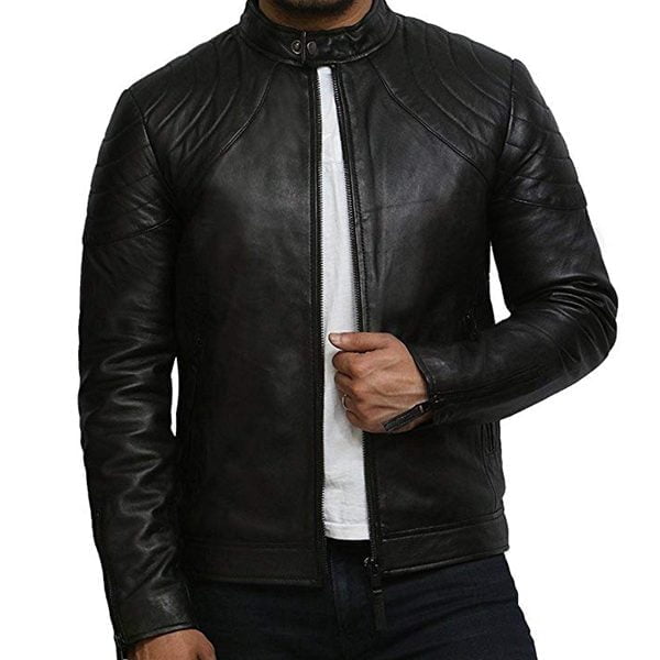 Mens Leather Jacket Slim Fit Biker Motorcycle Genuine Lambskin Jacket Coat T1418