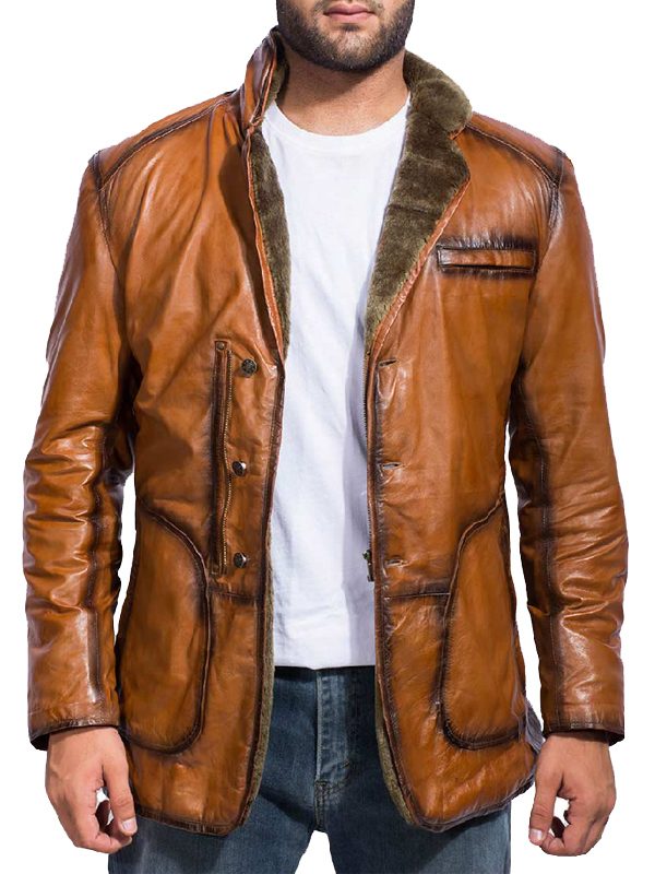 Rocky Brown Fur Style Leather Coat