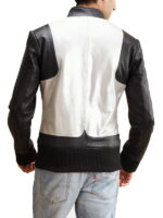 Texan Silver Black Style Leather Bomber Jacket