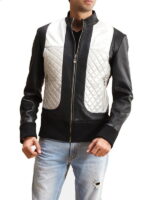 Texan Silver Black Style Leather Bomber Jacket
