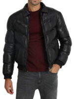 Black Fur Bomber Style leather jackets