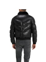 Black Fur Bomber Style leather jackets
